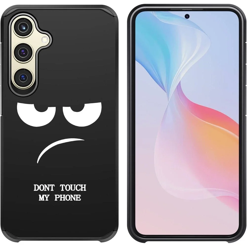 Samsung Galaxy S24+ S25+ Case Dont Touch My‎ Phone Grumpy Face Black Matte Cover